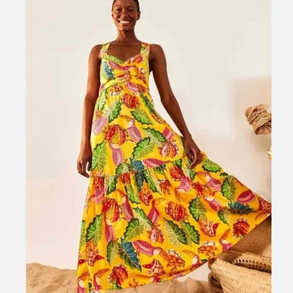 FARM Rio | Dresses | Farm Rio Beaks And Bananas Cotton Maxi Dress ...